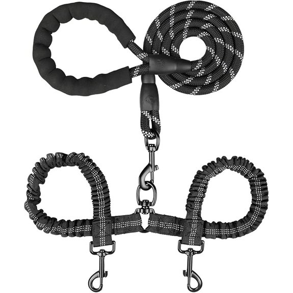 MingXpets Double Dog Leash,360° Swivel Tangle Free Bungee Walking Training