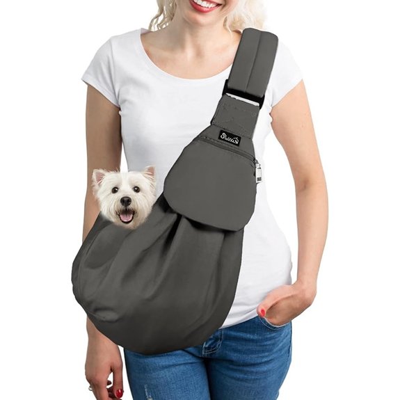 SlowTon Dog Carrier Sling - Thick Padded Shoulder Strap Adjustable Grey M