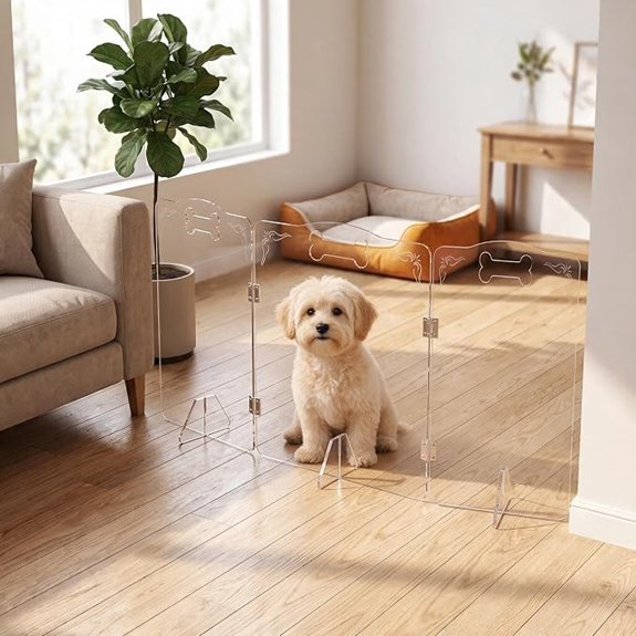Clear Acrylic Dog Gates Freestanding，Transparent Fence for Christmas Tree