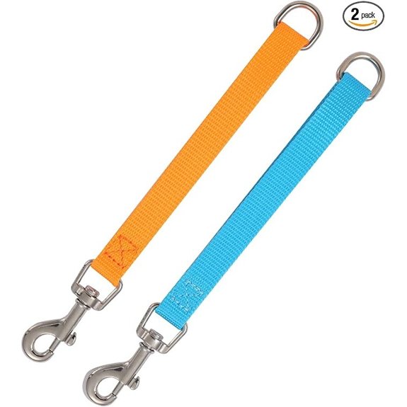 Short Dog Leash 2pcs Traffic Leashes Orange/Sky Blue