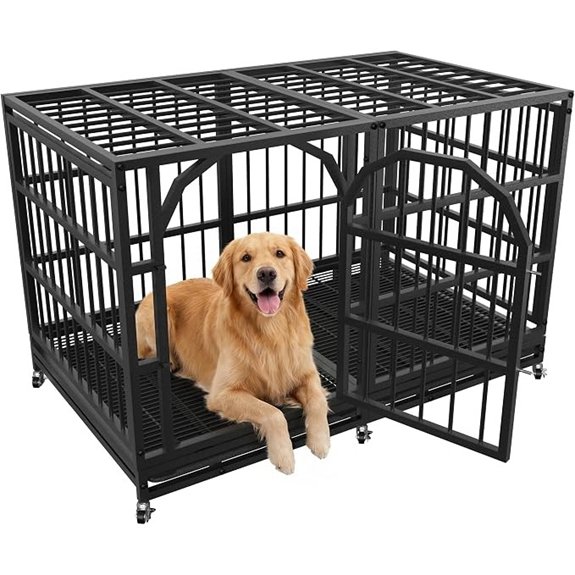 Asee'm 48 Inch Heavy Duty Dog Crate for Large Dogs Escape Proof Black