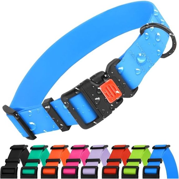 Heavy Duty Waterproof Dog Collar PVC-Coated Nylon (Blue 12-16)