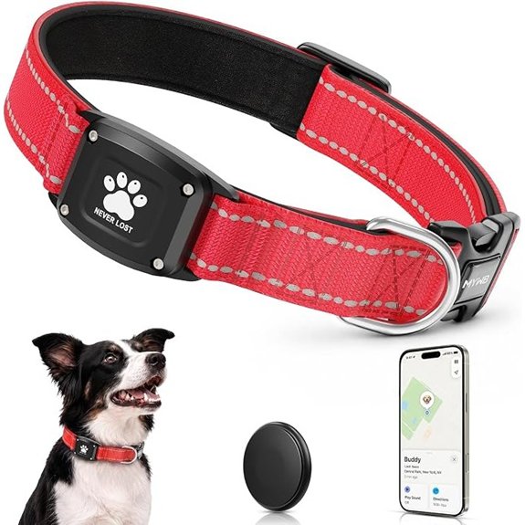 GPS Dog Collar with Tracker Waterproof No Monthly Fee Red L