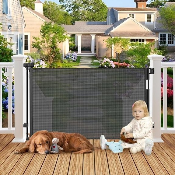 Weatherproof Outdoor Retractable Gate for Dogs 55 Wide Outdoor Baby Gate