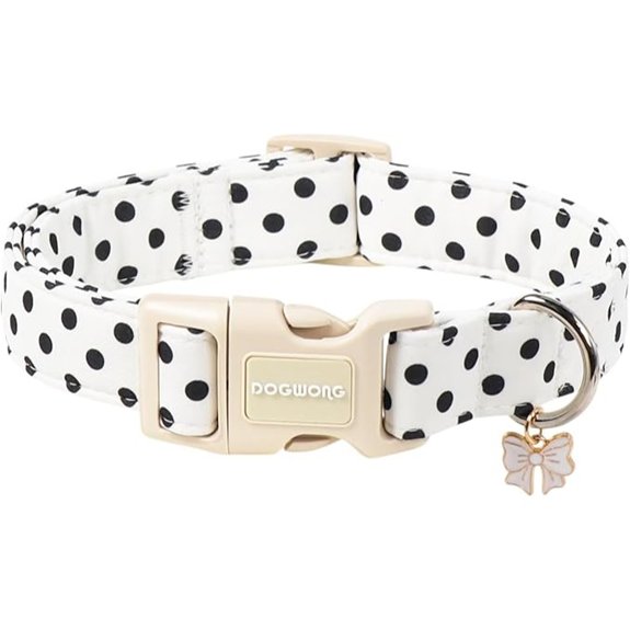 white polka dot dog collar