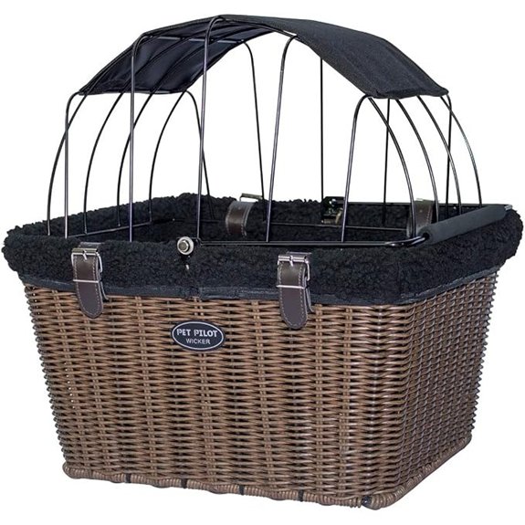 Pet-Pilot MAX Wicker Bike Basket with Shade and Liner