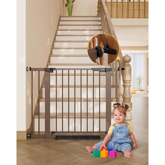 InnoTruth 29.6-39.1 in Wide Baby Gate for Stairs and Doorways Brown