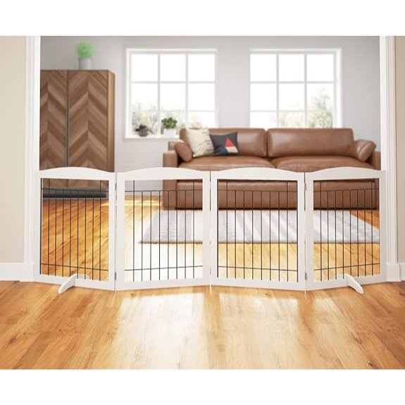 PAWLAND Extra Wide Foldable Dog Gate – 96 Wide 30 Tall White