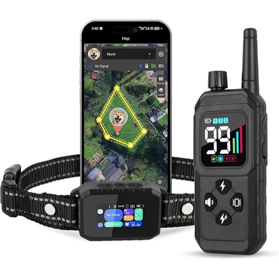 GPS Wireless Dog Collar Fence System Adjustable Boundary 4 Modes Waterproof
