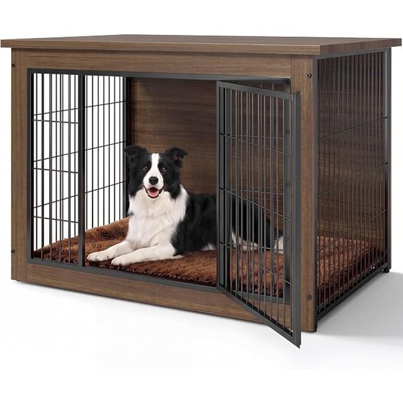 Greesum 3-in-1 Wooden Dog Crate Furniture Side Table & Kennel with Cushion