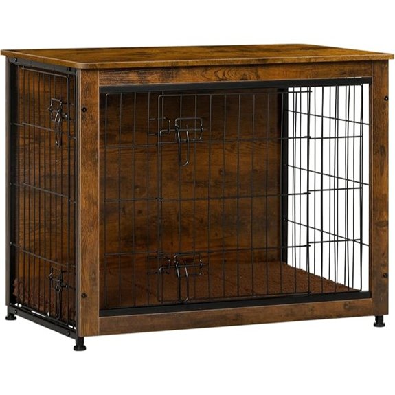 DWANTON 32.5 Dog Crate Furniture with Cushion Wooden Kennel Table Indoor