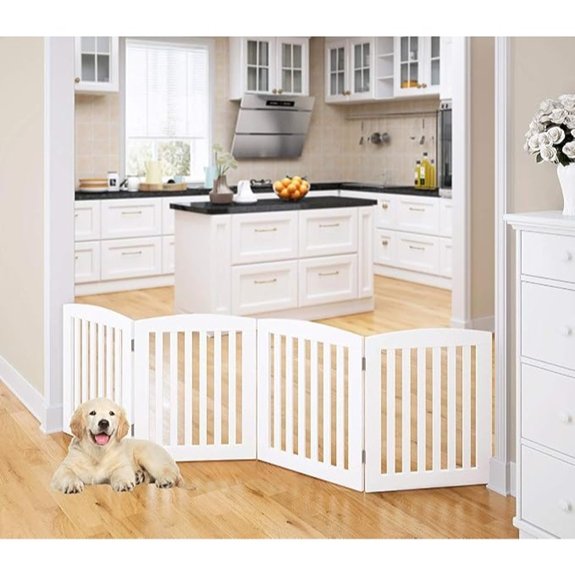 PAWLAND Wooden Freestanding Foldable Pet Gate for Dog,24 H Dog Gate Indoor