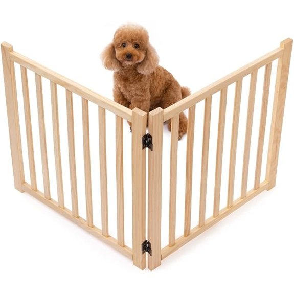 YOCAN Non-Painted Wood Freestanding Pet Gate for Dogs-2 Panel H:23”