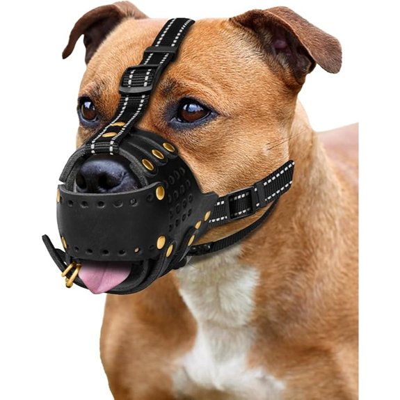 MIDOG Leather Dog Muzzle for X-Large Dogs Breathable & Adjustable Black