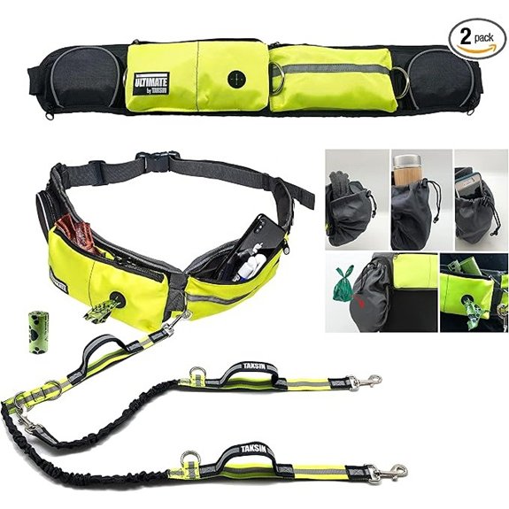 TAKSIN Two-Dog Hands-Free Leash System (Yellow Deluxe)