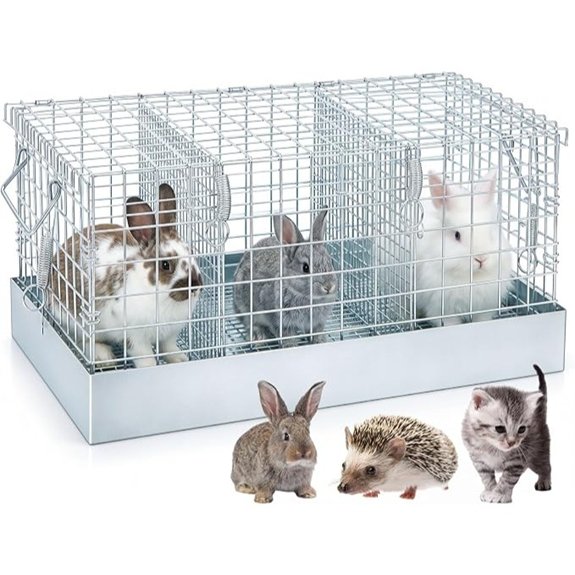 1 Pack 3 Hole Rabbit Transport Cage 18 x 12 x 10 in Bunny Carrier