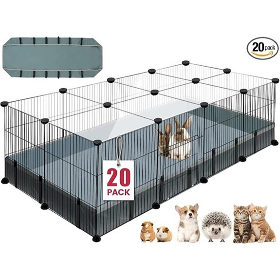 20 Panels Small Animal Playpen 48 x 24 x 16 Rabbit Cage
