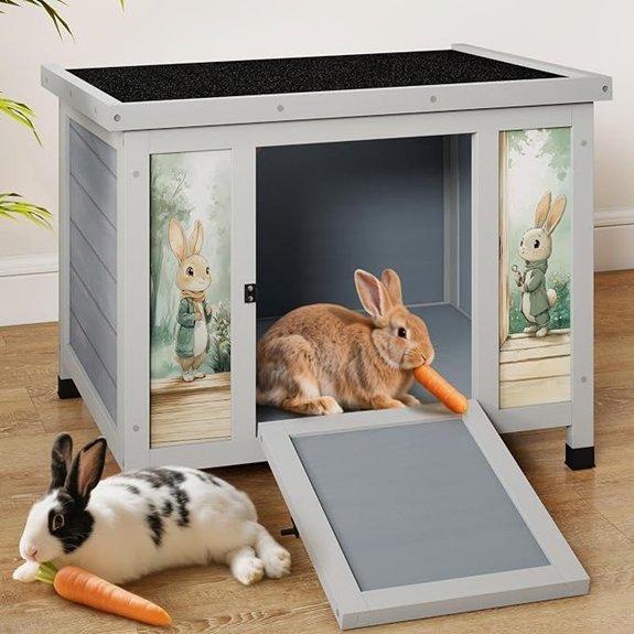 COZIWOW 24 Inch Rabbit Hutch with Non-Slip Ramp