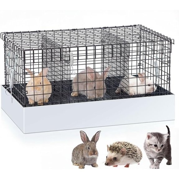 1 Pack 3 Hole Rabbit Transport Cage 18 x 12 x 10 in Black Bunny Carrier