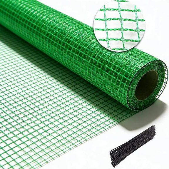 Garden Fence 4 x 100 FT 0.4 Mesh Plastic Fencing 50 Zip Ties Included