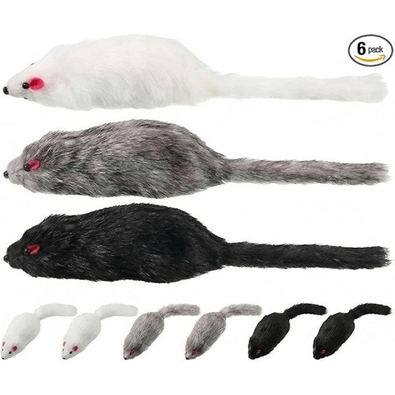 Large Rabbit Fur Mouse Cat Toy 6 Pcs 1 Style