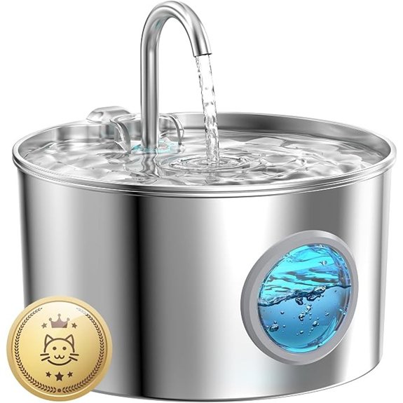 Cat Water Fountain Stainless Steel: 74oz/2.2L Cat Fountain for Drinking