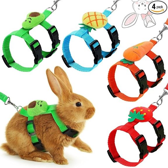 Tondiamo 4 Pcs Adjustable Bunny Harness and Leash Set for Small Pet,Fruit