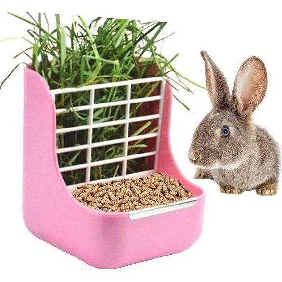 Rabbit Feeder with Adjustable Grass Rack for Guinea Pigs