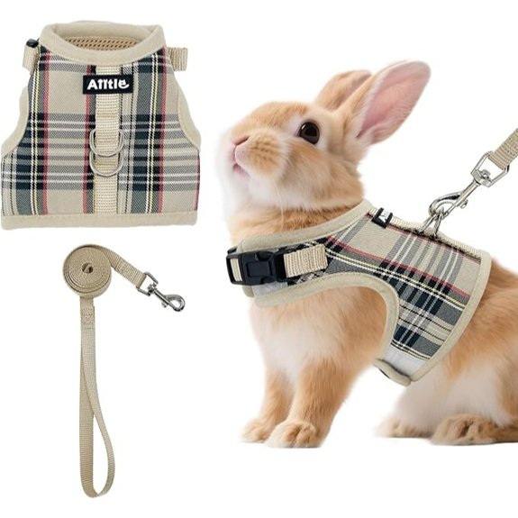 AIITLE Adjustable Soft Harness with Leash for Rabbits Beige S