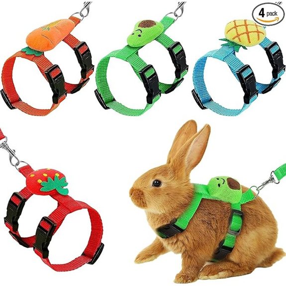 4 Sets Adjustable Bunny Rabbit Harness and Leash Set