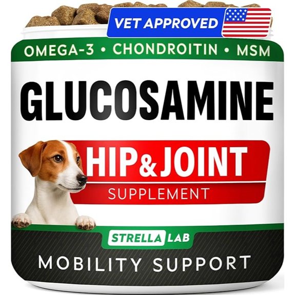 STRELLALAB Advanced Glucosamine for Dogs Chondroitin MSM Joint Supplement
