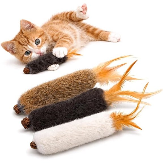 Agape Rabbit Fur Cat Toys with Catnip & Silvervine Gall Fruit Chew Toys