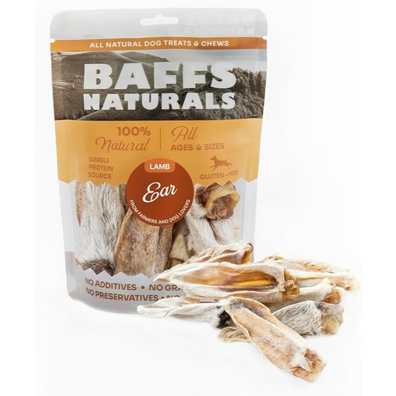 Baffs Naturals Lamb Ears for Dogs - All Natural Single Ingredient with Fur
