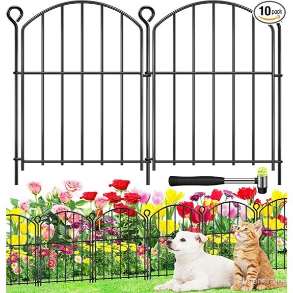Decorative Garden Fence 17in (H) x10ft (L),Arched Rustproof Metal No Dig