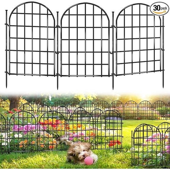 32.5 ft Rustproof Metal Garden Fence with Arched Panels