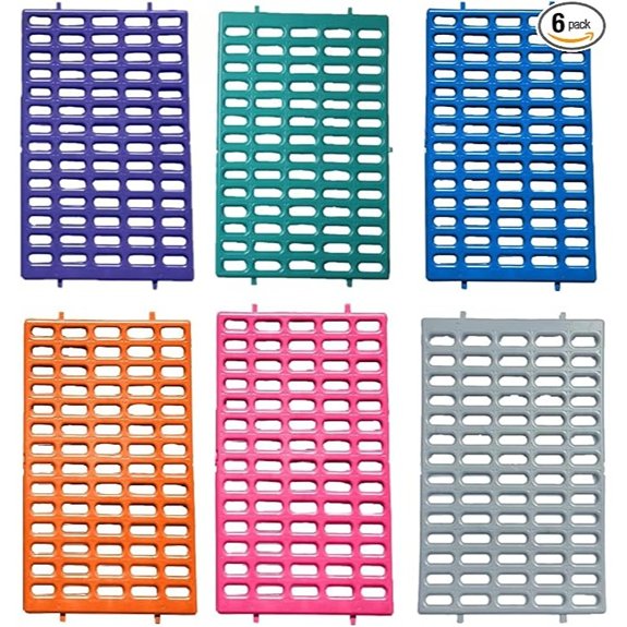 Rabbit Cage Mats with Side Clips 15 x 10 in Assorted 6 Pack