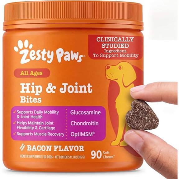 Zesty Paws Glucosamine for Dogs - Dog Joint Supplement Bacon 90 Ct