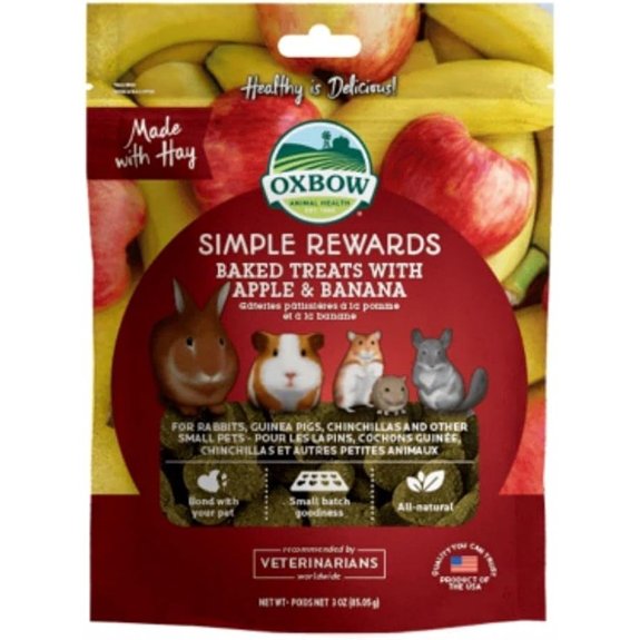 Oxbow Simple Rewards Guinea Pig & Rabbit Treats Apple Banana Baked 3 oz