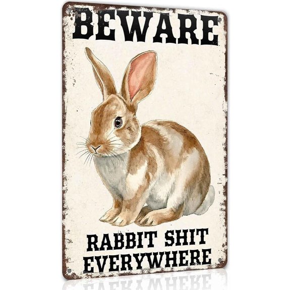 Beware Rabbit Shit Everywhere Metal Sign 8 x 12 Inch