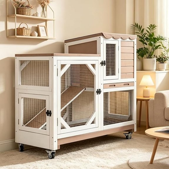 Aivituvin Rabbit Hutch on Wheels (Brown)