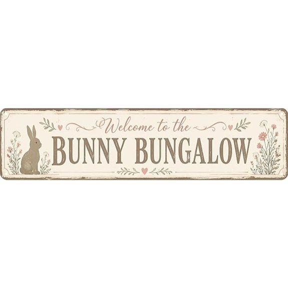 Bunny Bungalow Metal Sign 4x16in Farmhouse Decor