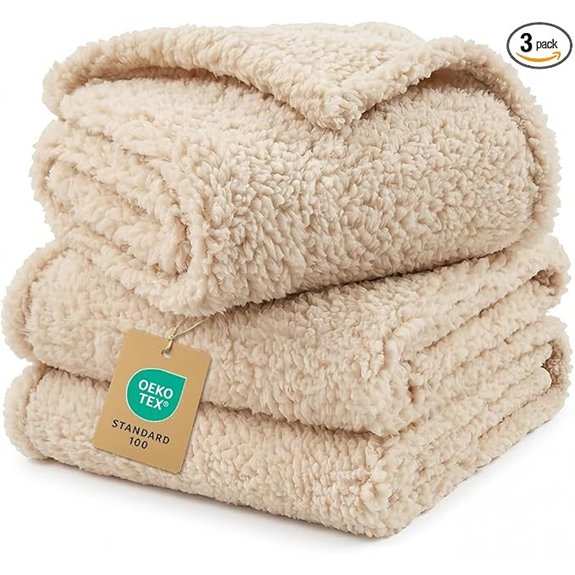 3 Calming Fluffy Fleece Pet Blankets for Dog and Cat