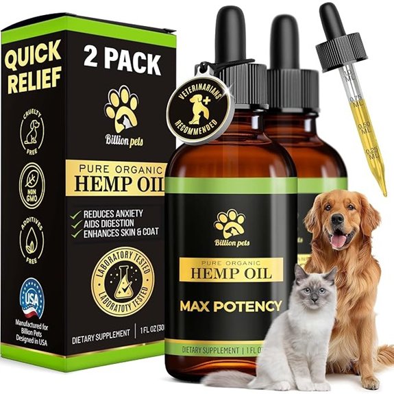Hemp Oil for Dogs Cats - Calming Drops Joint Support 2 Pack