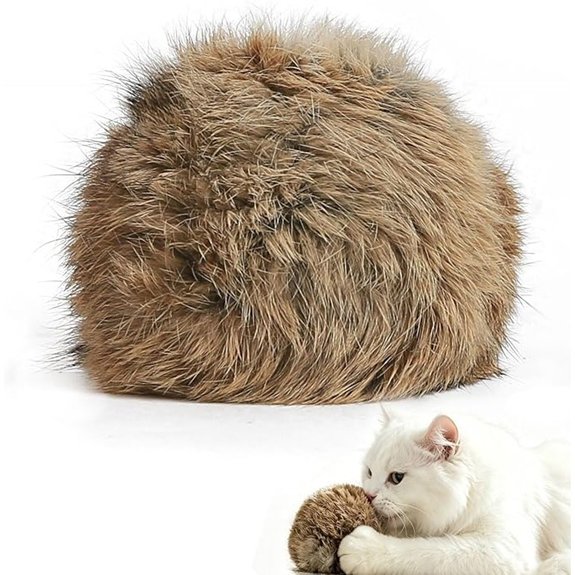 Large Rabbit Fur Cat Toy Ball with Catnip for Indoor Cats