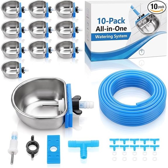 Potchen 10 Pack Rabbit Waterer Bowl Stainless Steel Auto Chew Proof Cage