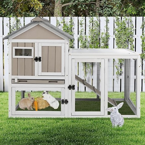 Ketive 48 L 2-Story Rabbit Hutch Chew-Resistant Ramp Expandable