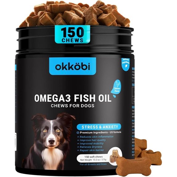 Omega 3 Chews for Dogs Chicken Flavor Skin and Coat Supplement Fish Oil