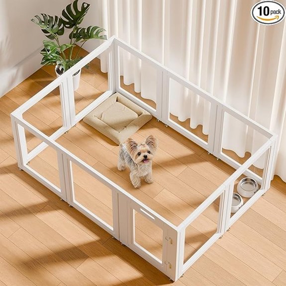 EVERFRONT Clear Acrylic Dog Playpen Indoor Puppy Playpen 24 H 10 Panels
