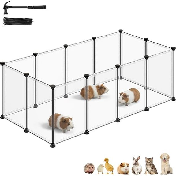 SONGMICS Pet Playpen Clear Plastic Modular Enclosure DIY Indoor Fence