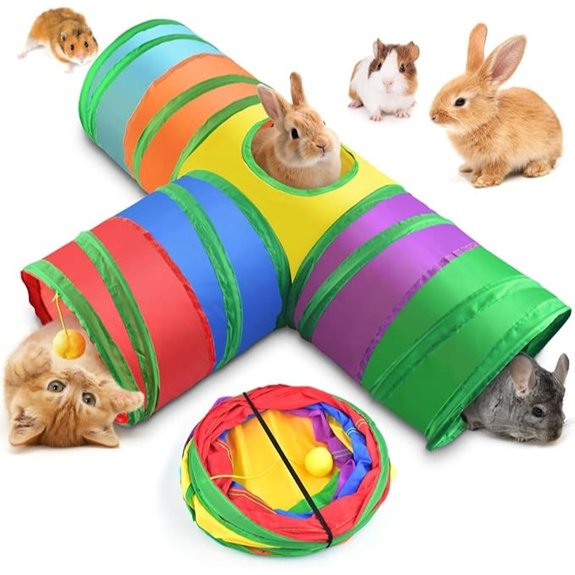 Bissap Collapsible Rabbit Tunnel 3‑Way Hideout Toy for Small Pets